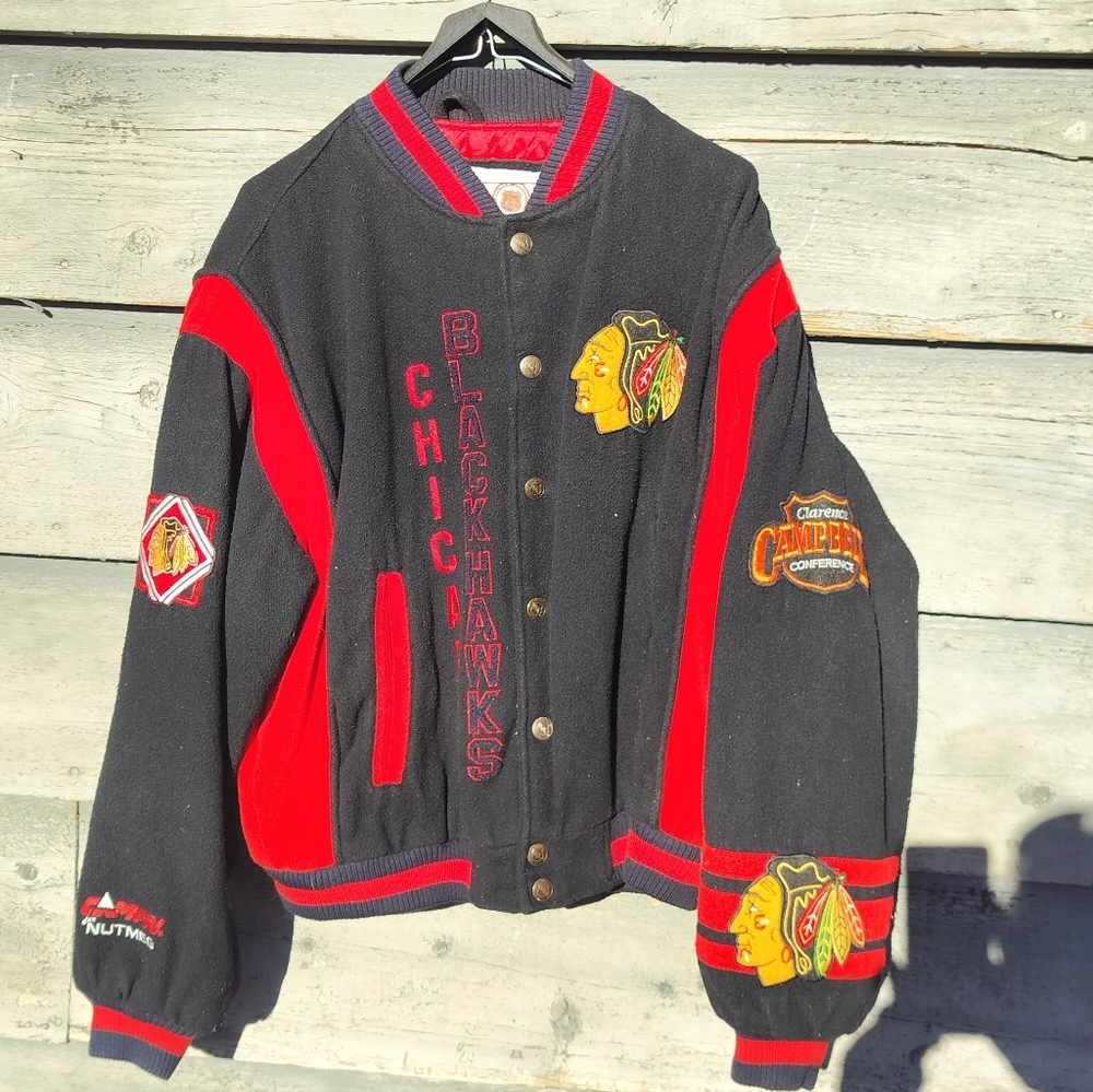 Vintage Chicago Blackhawks Coat Jacket Nutmeg by Campri NHL